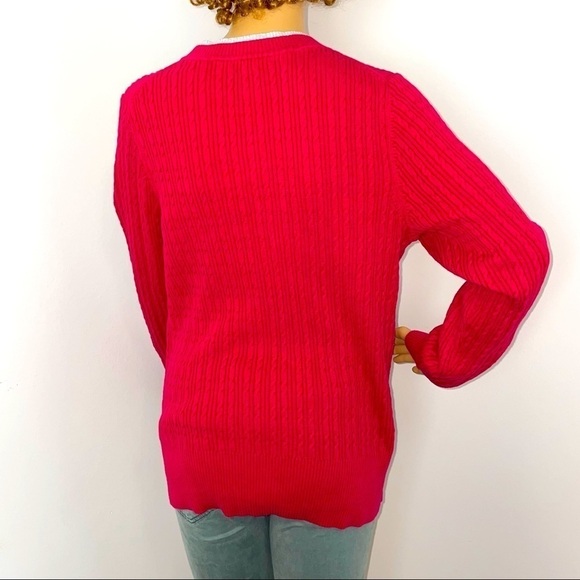 Tommy Hilfiger Women’s Cable Knit V-Neck Sweater – Size XL (Fits Like Medium) - Picture 6 of 10